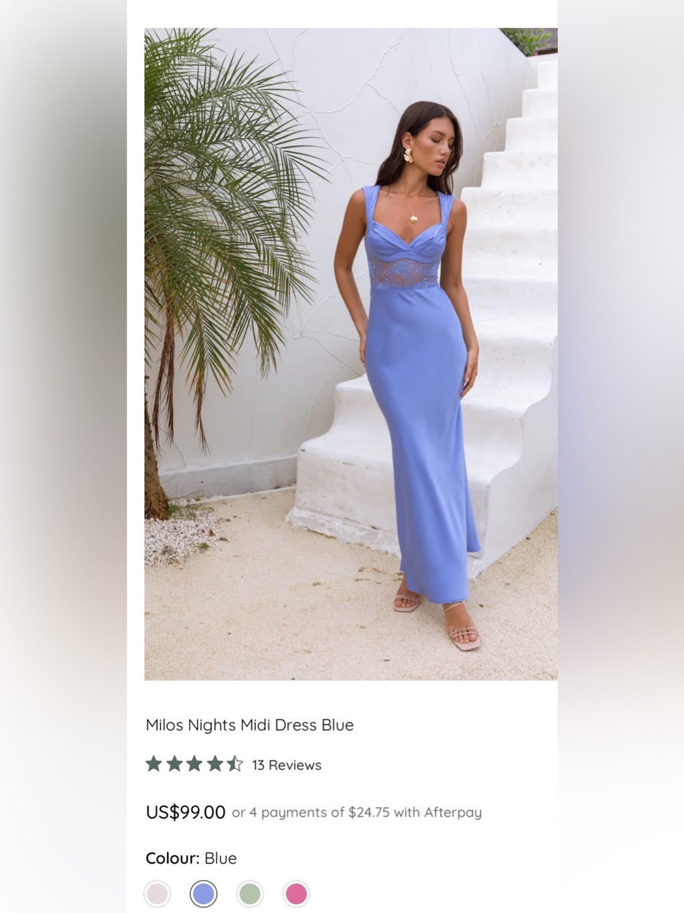 Fortune one Milos Nights Midi Dress in Blue